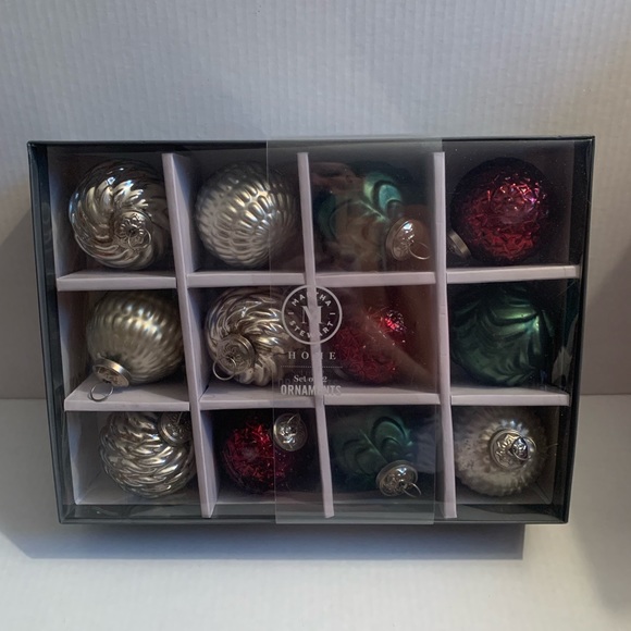 Martha Stewart Ornaments 12 Mercury Glass Embellished Christmas Ornaments - Picture 1 of 5